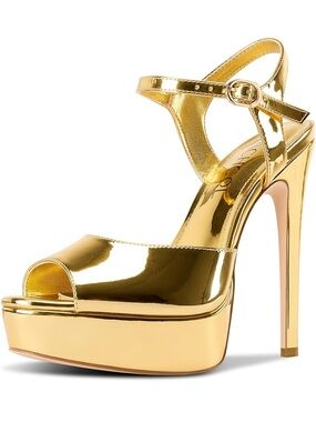Aachcol Metallic Platform Peep-Toe High Heel Sandal -  Women